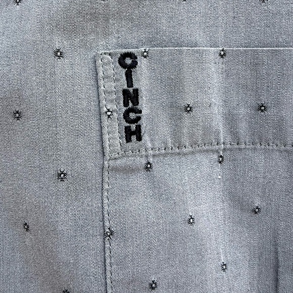 Cinch Gray Casual Button Down Shirt with Subtle Black Print Pattern Size XXL - Picture 5 of 9